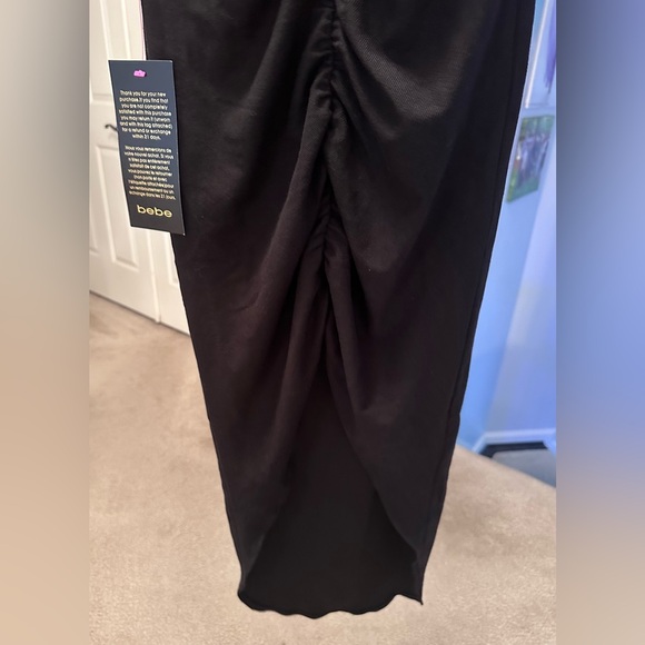 Bebe, Two Piece Shirred Knit Dress, Black, XS. - Picture 5 of 7